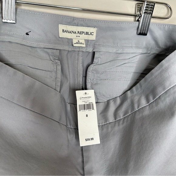 NWT Banana Republic 100% Cotton Straight Leg Mid Rise Trousers Grey Size 8 - Picture 7 of 10